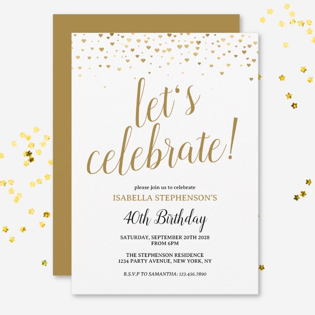 Modern Chic Gold 40th Birthday Party  Invitation (Creator Uploaded)