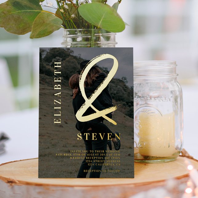 Modern chic gold ampersand names photo wedding (Creator Uploaded)