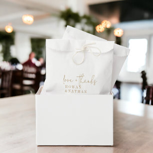 Modern Chic Gold and White Love and Thanks Wedding Favour Bags