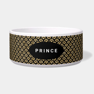 Modern Chic Gold Black Pattern Dog