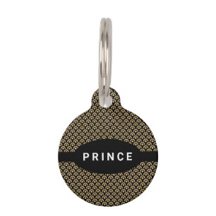 Modern Chic Gold Black Pattern Dog Pet Tag