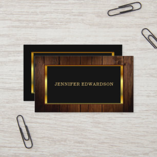 Modern chic gold black wood pattern professional business card