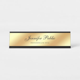 Modern Chic Gold Calligraphy Hand Script Template Desk Name Plate