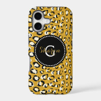 Modern chic gold cheetah print pattern monogram