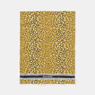 Modern chic gold cheetah print pattern monogram fleece blanket