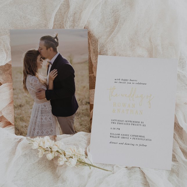 Modern Chic Gold Foil Black White Photo Wedding (Creator Uploaded)