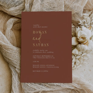 Modern Chic Gold Foil Terracotta Casual Wedding