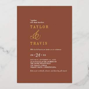 Modern Chic Gold Foil Terracotta Casual Wedding