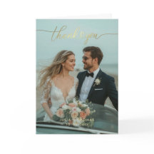 Modern Chic Gold Folded Wedding Thank You Card