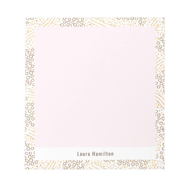 Modern Chic Gold Glitter Confetti Frame Blush Pink Notepad (Front)