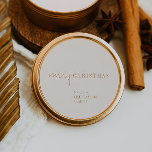 Modern Chic   Gold Merry Christmas Holiday Gift Classic Round Sticker