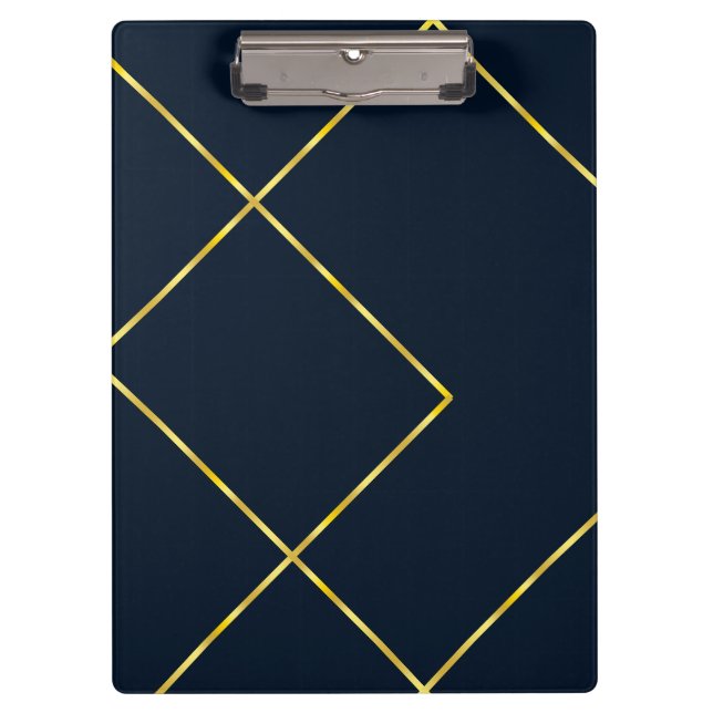 Modern Chic Gold Metal Geometric Pattern Clipboard (Front)