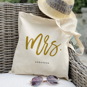 Modern Chic Gold Mrs. calligraphy Tote Bag