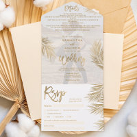 Modern chic gold palm tree tropical wedding photo