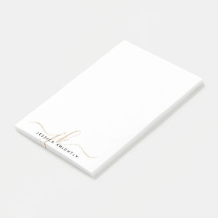 Modern Chic Gold Script Monogram Initials Minimal Post-it Notes