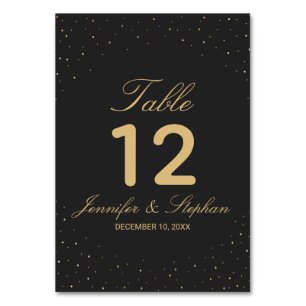 Modern Chic Gold Speckled on Black Table Numbers