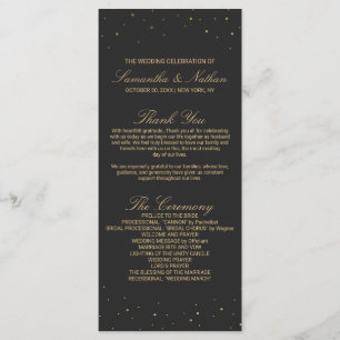 Modern Chic Gold Speckled on Black Wedding Program Programme