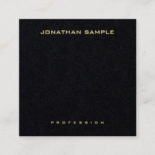 Modern Chic Gold Text Elegant Simple Premium Black Square Business Card