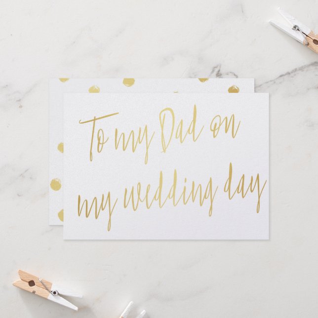 Modern Chic Gold "To my dad on my wedding day" Card (Front/Back In Situ)