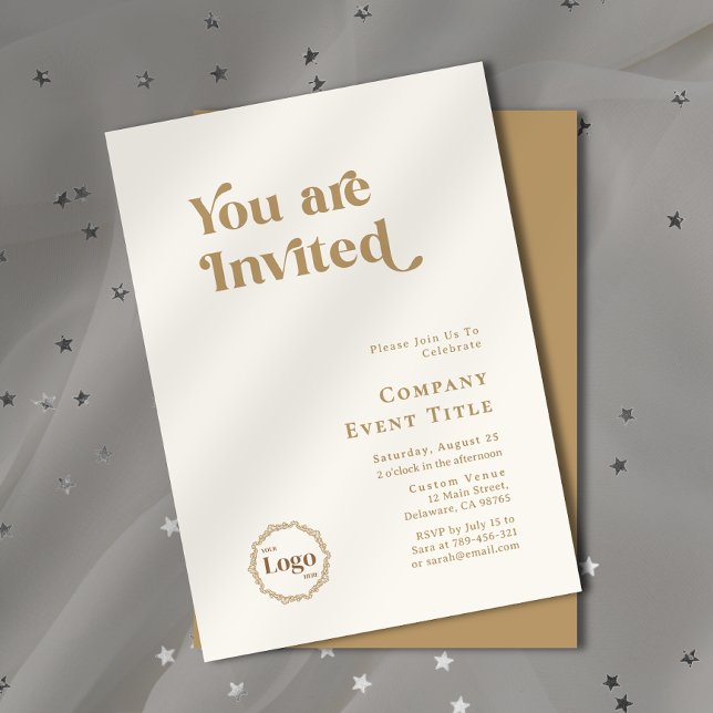Modern Chic Gold Typography You are Invited Invitation (Property Photo Background Typography Open House Invitation)