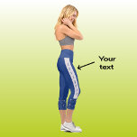 Modern chic golf pattern text navy<br><div class="desc">Fun leggings in navy blue for a keen golfer. The bold geometric pattern at the base of the legs is created from golf clubs and golf balls on a navy blue background. The text down the side of each leg is in matching navy on a silver grey stripe, and can...</div>