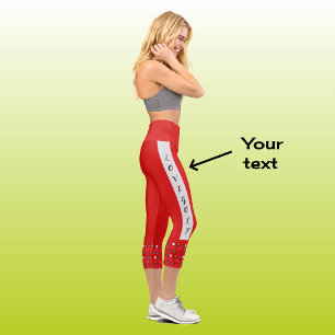 Modern chic golf pattern text red capri leggings