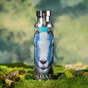 Modern Chic Greatest of All Time Blue Goat Water Bottle