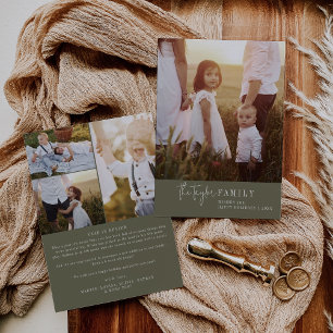 Modern Chic   Green Family Photo Year in Review Holiday Card