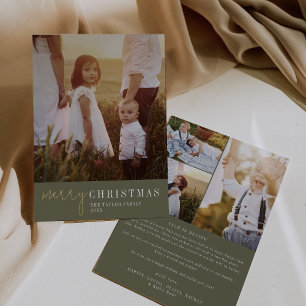 Modern Chic Green Foil Christmas Year in Review