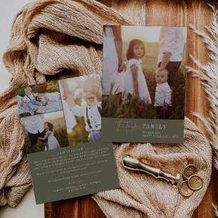 Modern Chic Green Foil Family Photo Year in Review