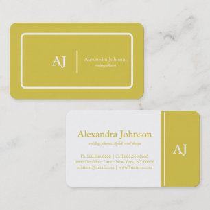 Modern Chic Green Monogram Stylish Trendy Business Card