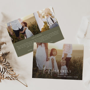 Modern Chic   Green Photo Overlay Family News Holiday Card