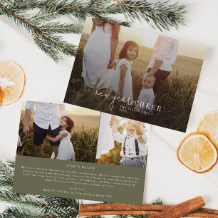 Modern Chic   Green Photo Overlay New Year News Holiday Card