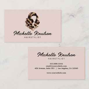 Modern Chic Hair Stylist Beauty Salon Blush Pink Business Card
