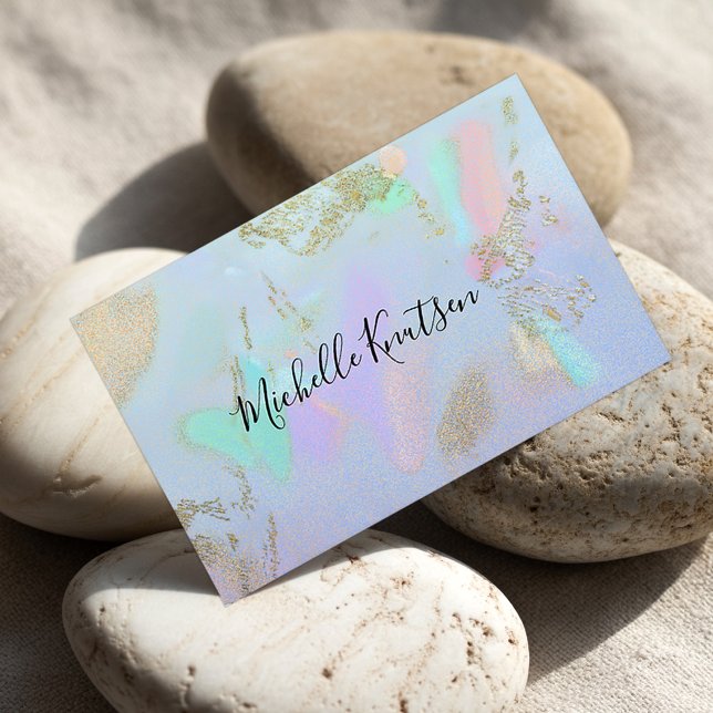 Modern Chic Hair Stylist Beauty Salon Opal Stone   Business Card (Creator Uploaded)