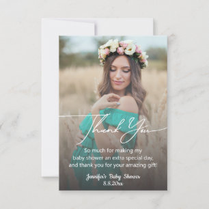 Modern Chic Handwriting Baby Shower Photo Thank You Card