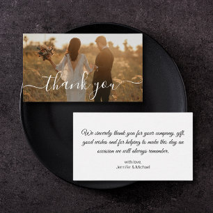 modern chic handwriting wedding photo thank you card