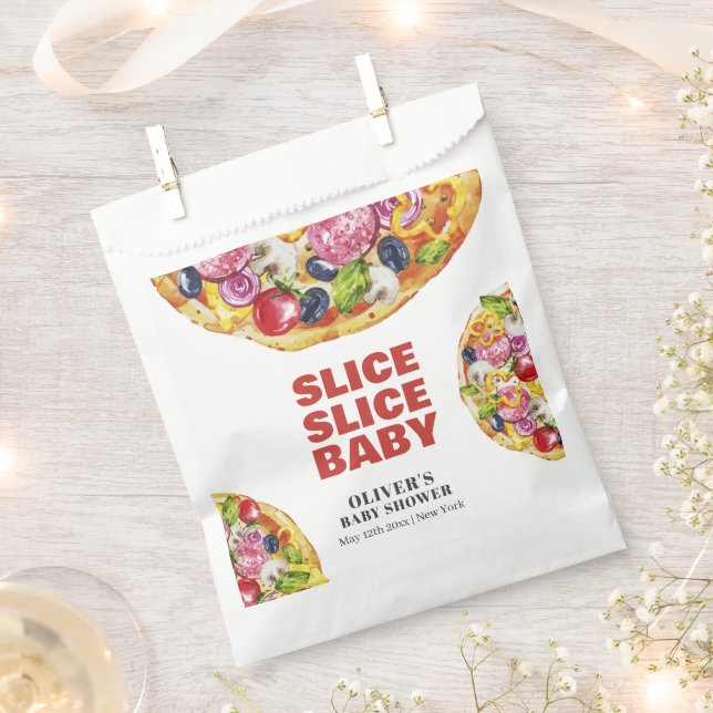 Modern Chic Italian Slice Slice Pizza Baby Shower  Favour Bags (Clipped)