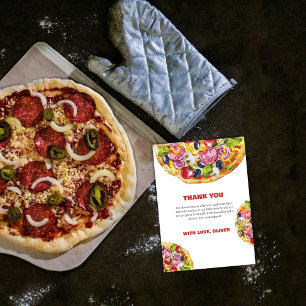 Modern Chic Italian Slice Slice Pizza Baby Shower Thank You Card