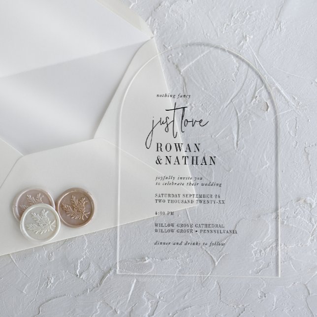 Modern Chic Just Love Modern Unique Arch Wedding Acrylic Invitations (Modern Chic Just Love Modern Unique Arch Wedding Acrylic Invitations)