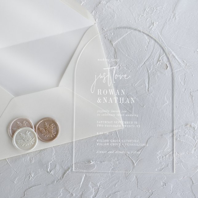 Modern Chic Just Love White Unique Arch Wedding Acrylic Invitations (Modern Chic Just Love White Unique Arch Wedding Acrylic Invitations)