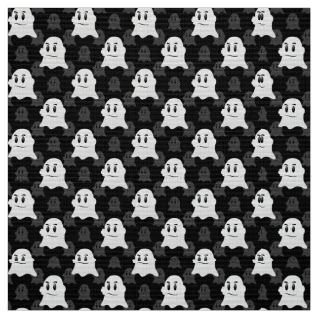 Modern  Chic Kawaii Black White Ghost Blob Fabric (Swatch)