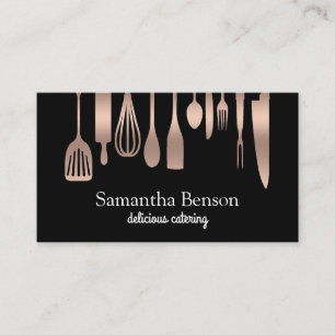 Modern Chic Kitchen Utensils Cooking and Catering Business Card