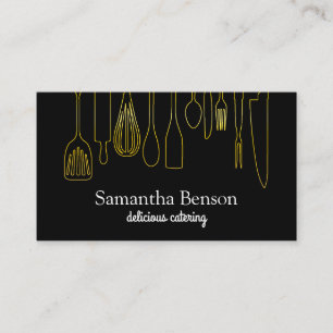 Modern Chic Kitchen Utensils Cooking and Catering Business Card