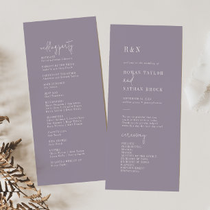 Modern Chic Lavender Purple Flat Wedding Program Programme