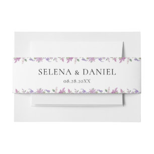 Modern Chic Lavender Purple Flowers Wedding  Invitation Belly Band