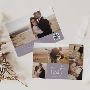 Modern Chic Lavender Purple Photo Collage Save The Date