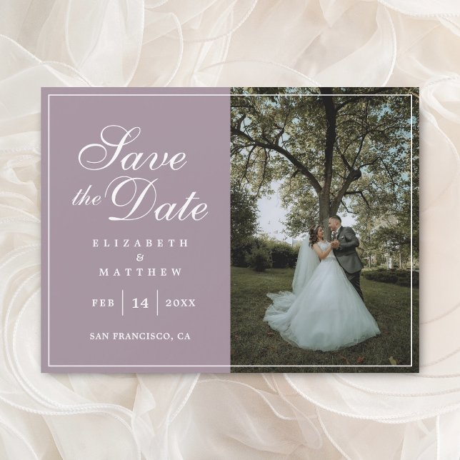Modern Chic Lavender Wedding Photo Save The Date (Creator Uploaded)