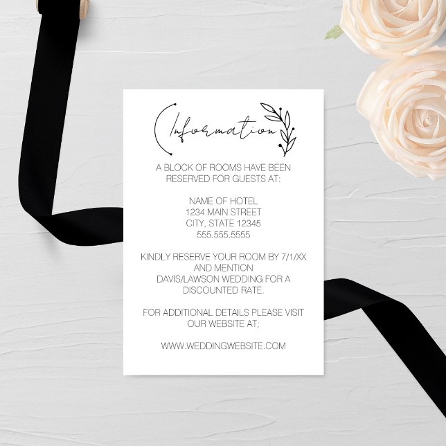 Modern Chic Leaf Monogram Wedding Enclosure Card (Creator Uploaded)
