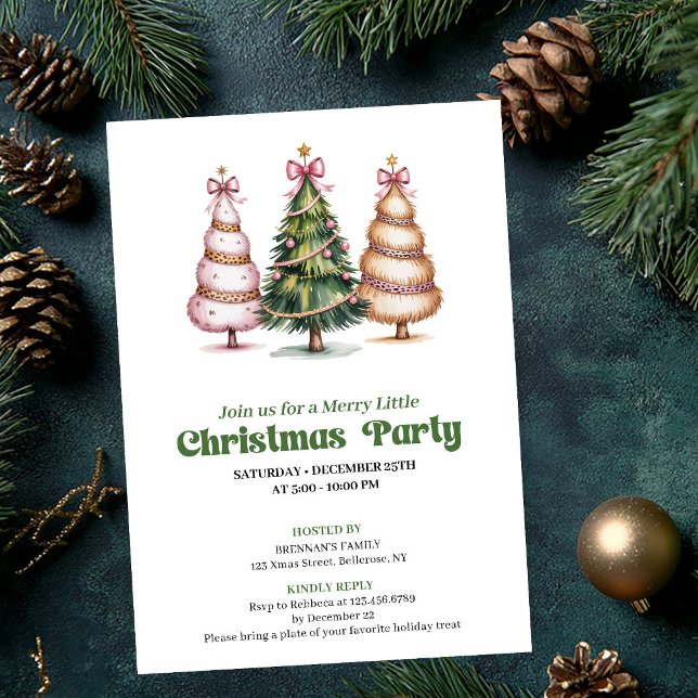 Modern chic leopard Christmas tree party invite (Modern chic leopard Christmas tree party invite)